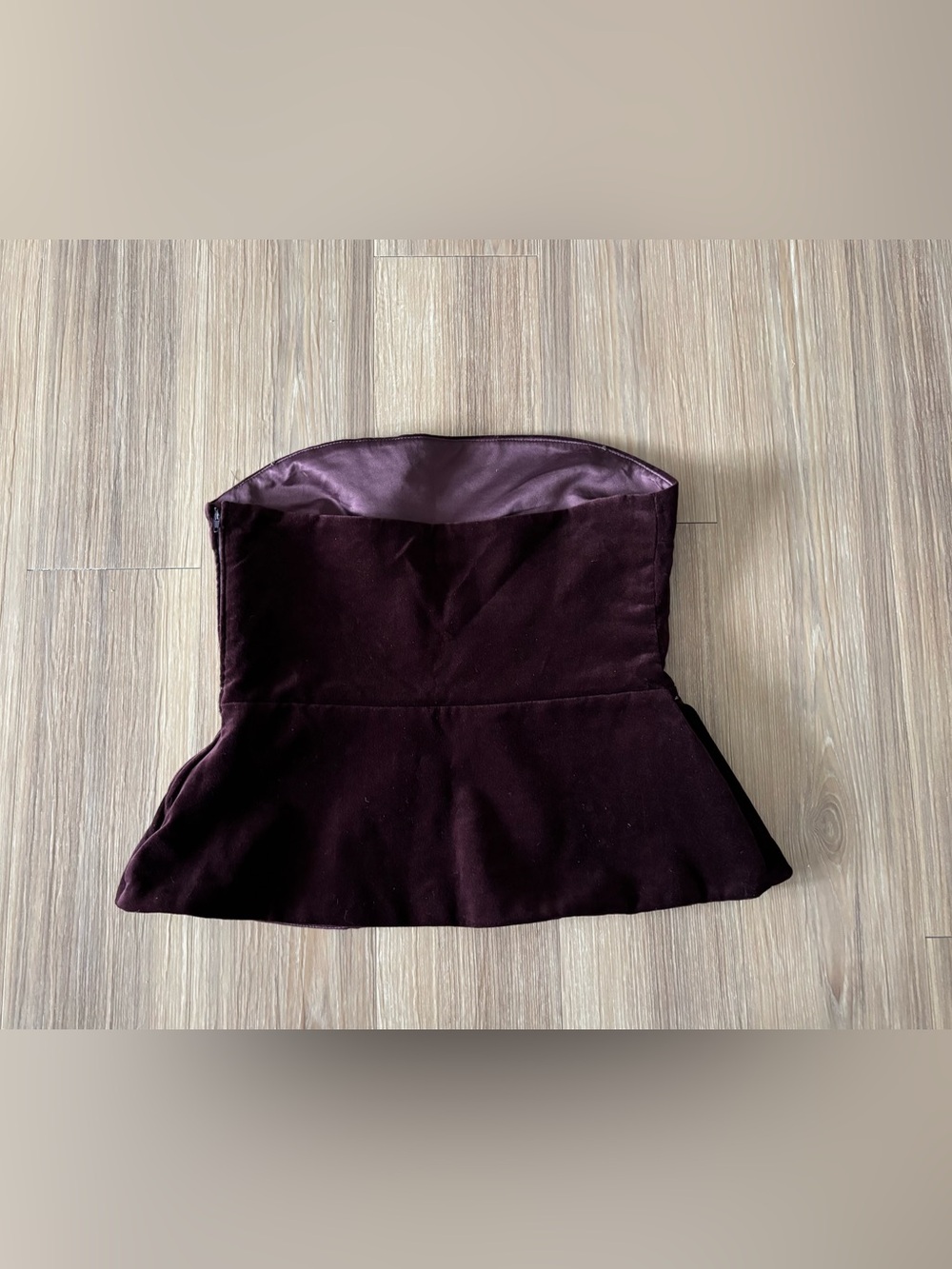 ZARA Strapless Burgundy Velvet Top Bustier Womens M Whimsigoth Formal - Picture 2 of 8